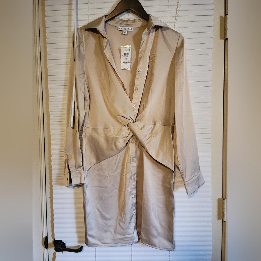 Twisted Long Sleeve Shirt Dress